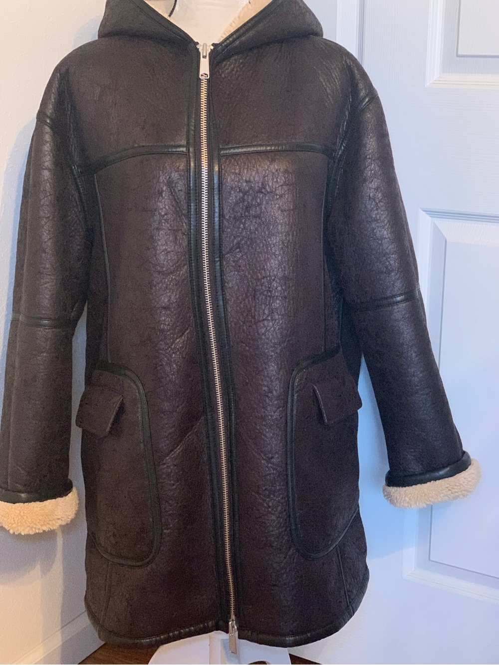 Free People We the Free Miller Vegan Leather oversize coat black women’s medium